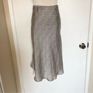 Elegant Print Satin Midi Skirt